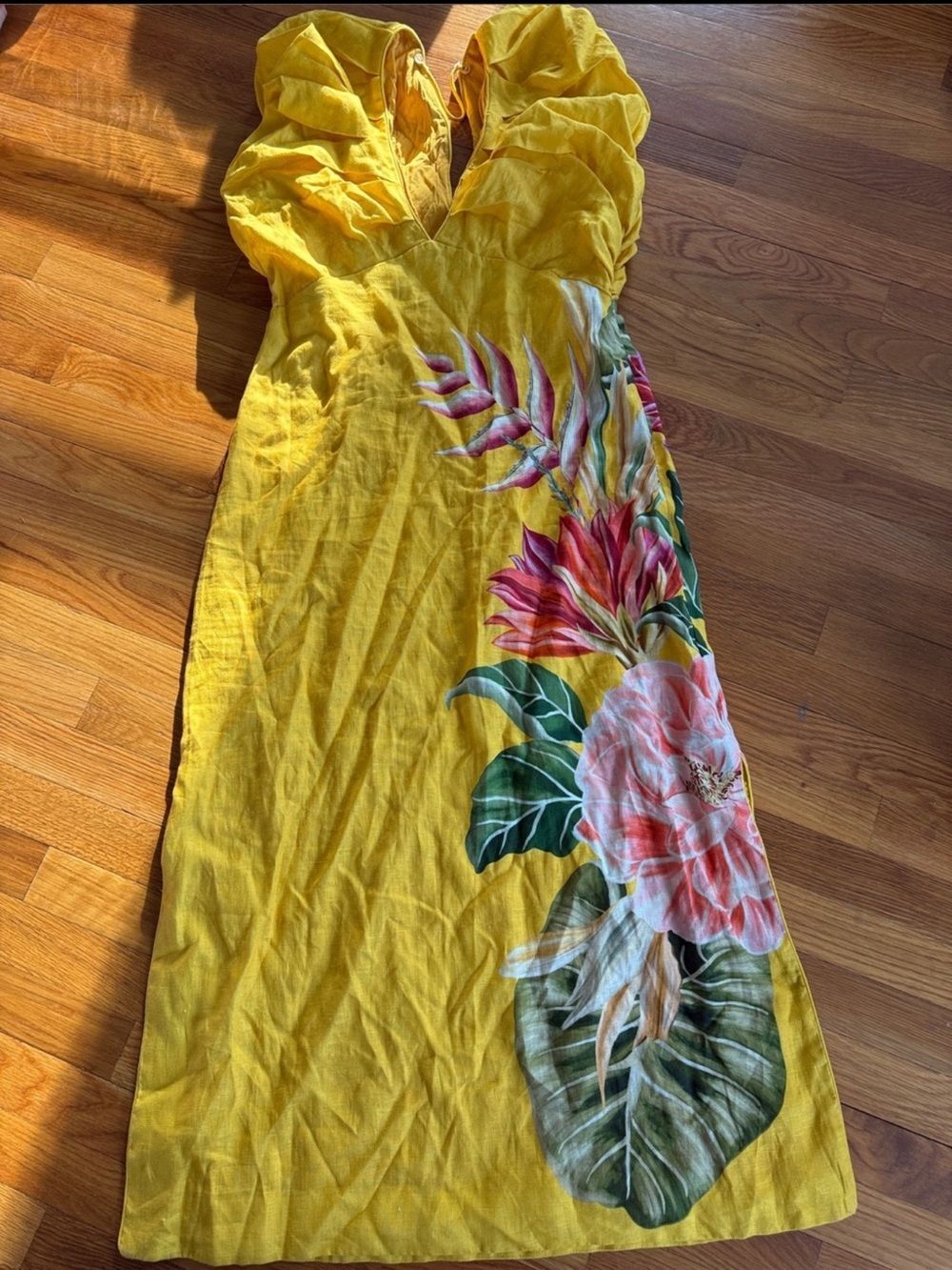 New Anthropologie Farm Rio V-Neck Linen Midi Dress Size L - Picture 5 of 9